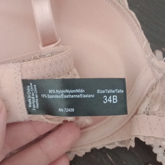 2x 34 B Nude & Black Double Pushup Lace Bra - Picture 6 of 10